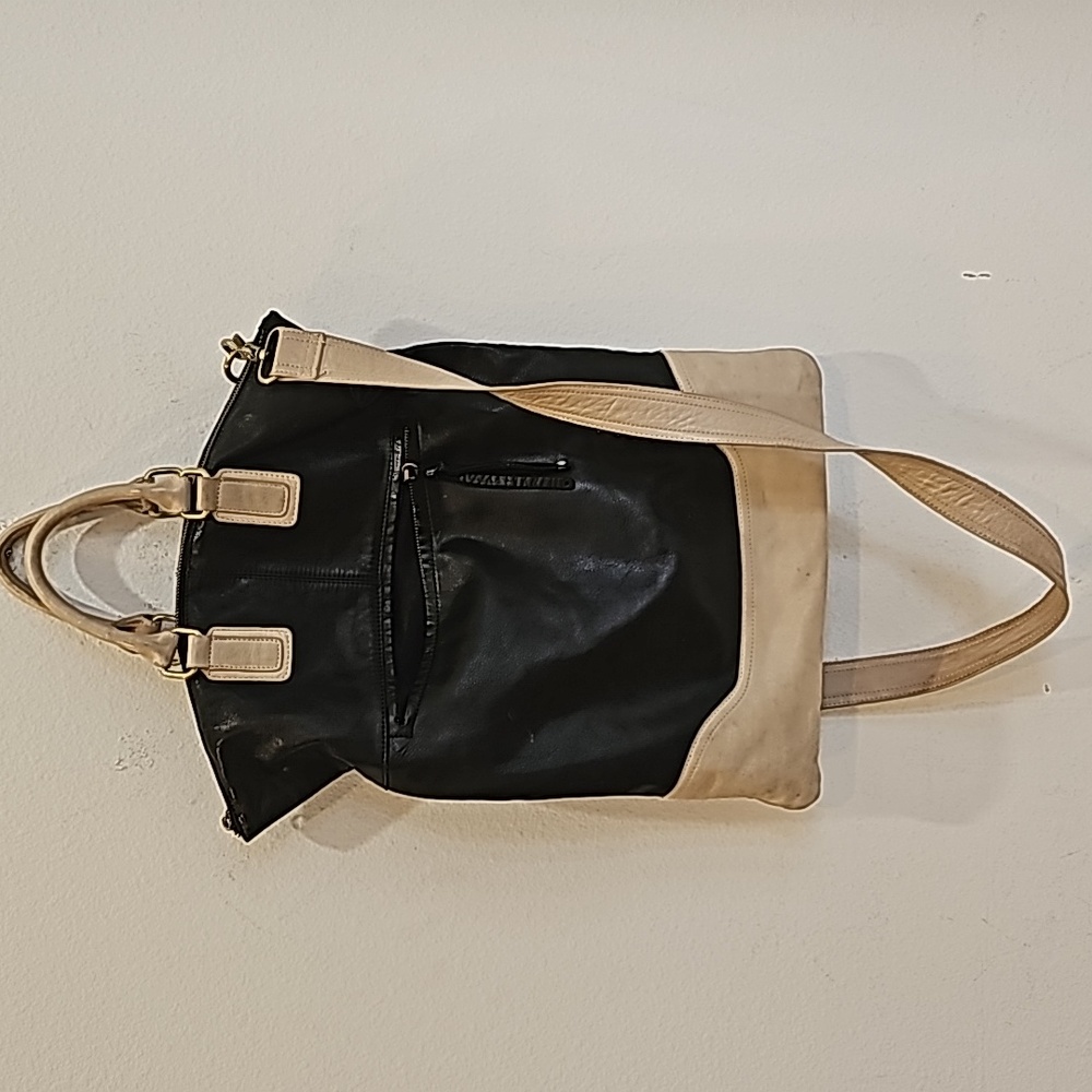 Sabina New York Genuine Leather Bag Fold-over Buttery Soft Crossbody Black